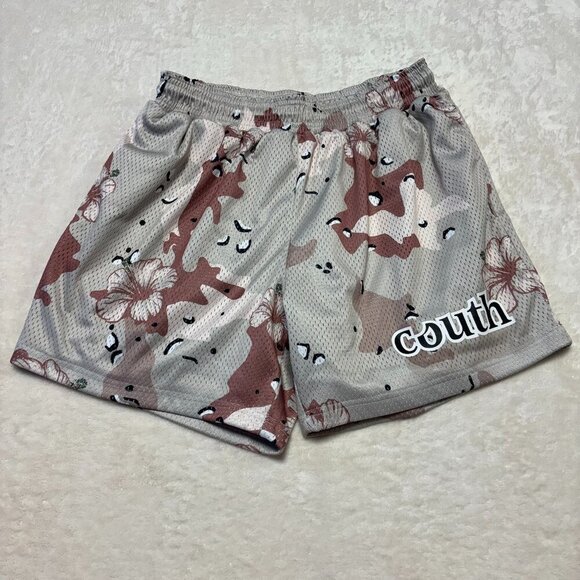 Couth Unisex Mesh Shorts Floral Camo Med Hibiscus Heavyweight Hawaii Drawstring - Picture 1 of 11